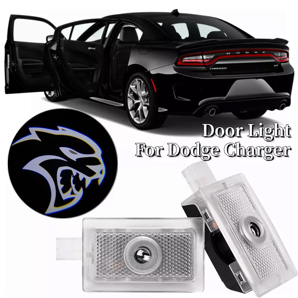 2pcs For 2006-2023 Charger Hellcat HD Car LED Door Courtesy Puddle projector Light White Dodge 