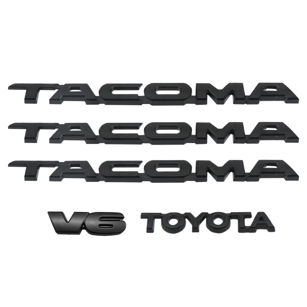 5PCS 2005-2015 Tacoma V6 Emblem Matte Black Toyota