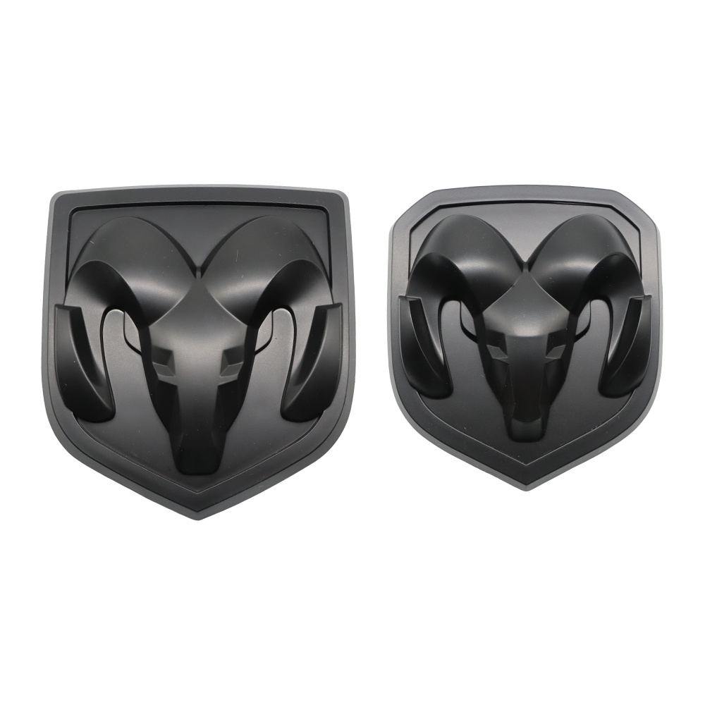 2Pcs 2013-2018 Ram 1500 2500 3500 Front & Rear RAMS Head Emblem Matte Black 68218155AB 68140322AA