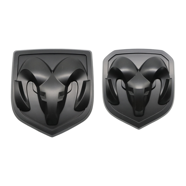 2Pcs 2013-2018 Ram 1500 2500 3500 Front & Rear RAMS Head Emblem Matte Black 68218155AB 68140322AA