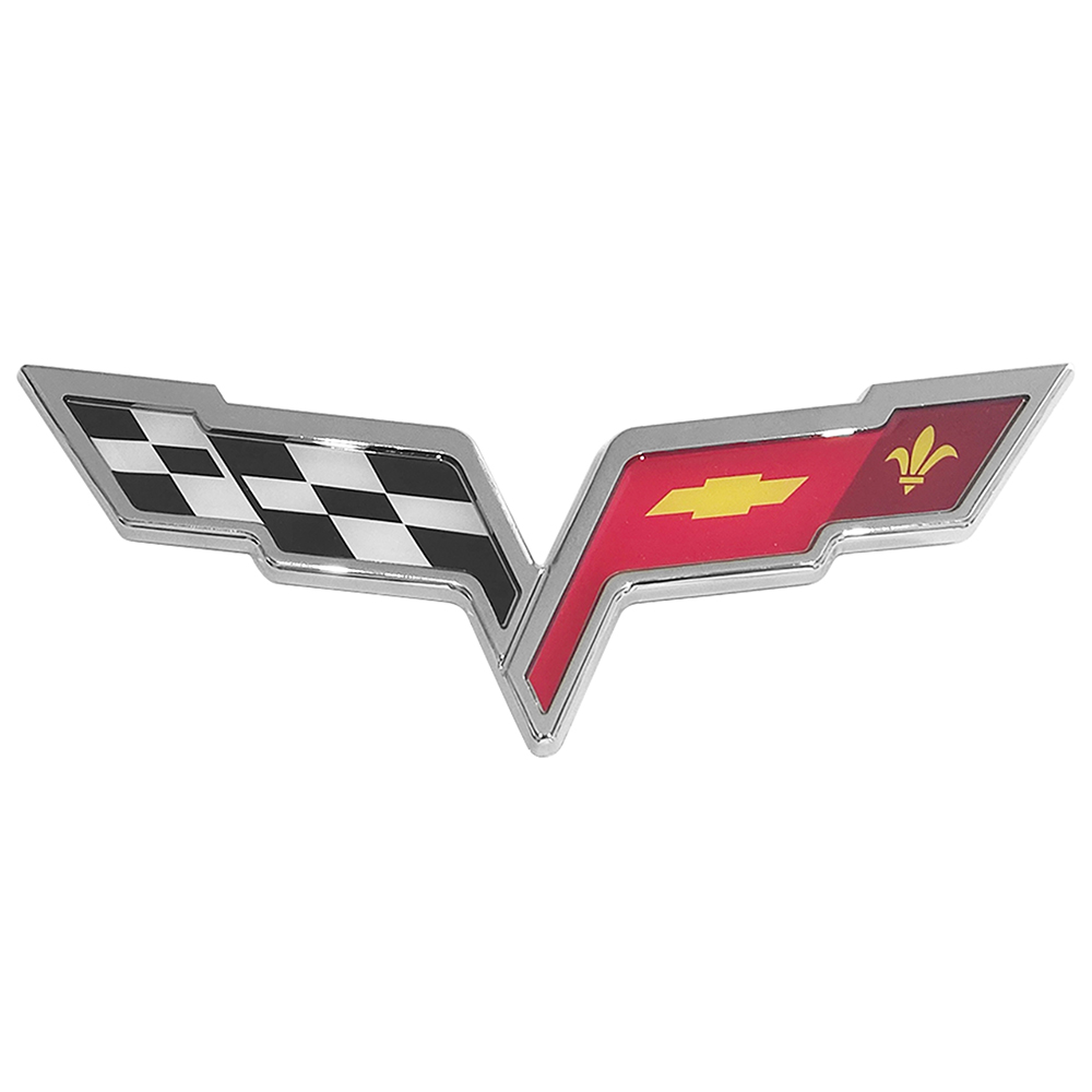 1pcs 2005-2013 C6 Corvette Plastic Front Hood Rear Crossed Flags Badge Chrome Sport Chevrolet 22901567 22901568