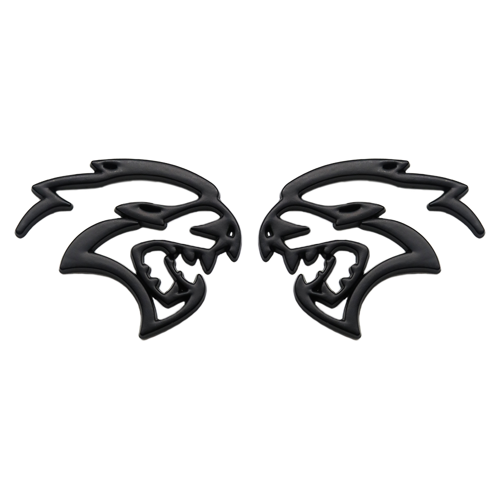2PCS SRT Hellcat Devil Cat Charger Challenger Durango Side Fender Badge 3D Matte Black Dodge 68394607AB