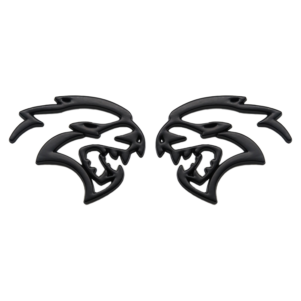 2PCS SRT Hellcat Devil Cat Charger Challenger Durango Side Fender Badge 3D Matte Black Dodge 68394607AB