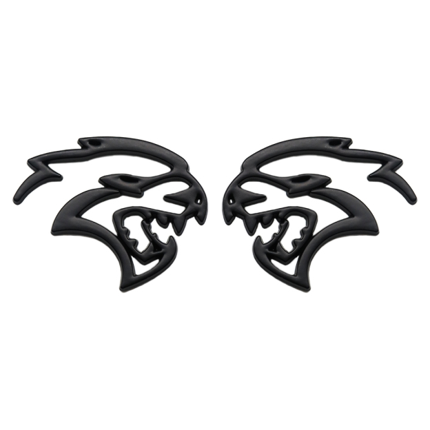 2PCS SRT Hellcat Devil Cat Charger Challenger Durango Side Fender Badge 3D Matte Black Dodge 68394607AB