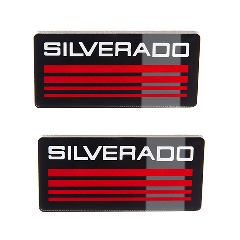 2pcs 1988-1998 Silverado Acrylic Cab Roof Side Pillar Plate Badge Red Chevrolet