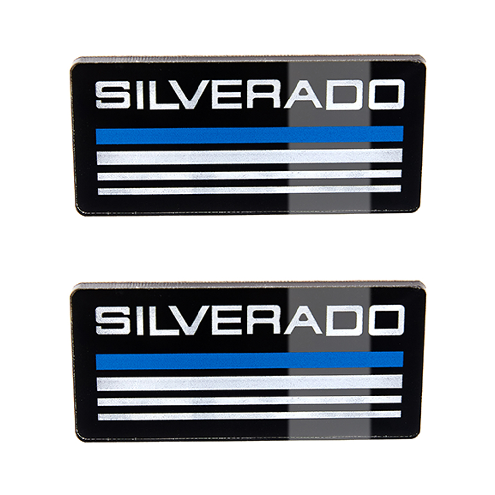 2pcs 1988-1998 Silverado Acrylic Cab Roof Side Pillar Plate Badge Blue Chevrolet