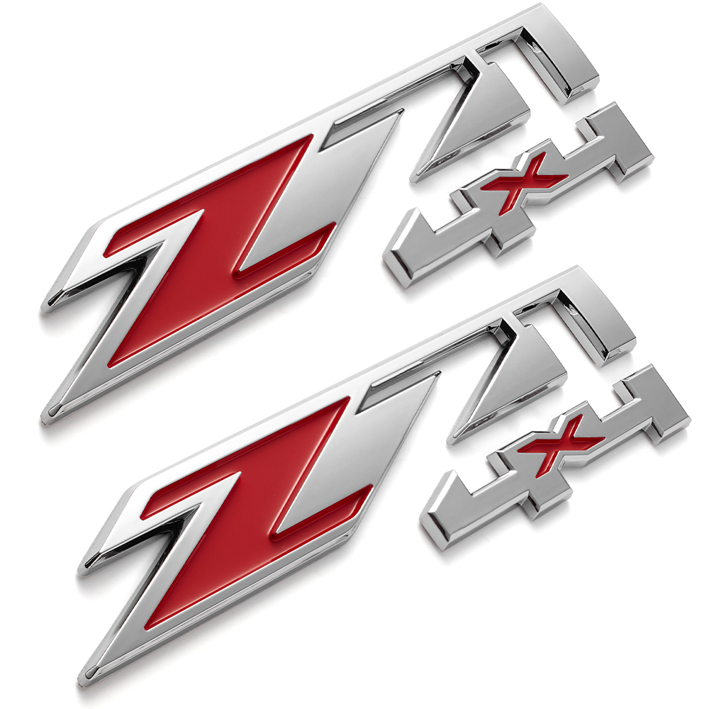 2PCS Silverado Suburban Tahoe Plastic Z71 4X4 Fender Door Side Badge Chrome Black Chevrolet