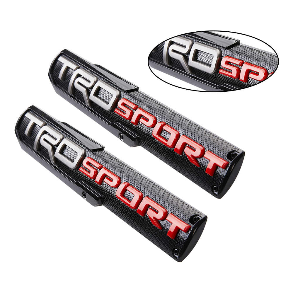 2PCS Tundra Tacoma 4Runner Plastic TRD SPORT Fender Side Emblem Sticker Black Red Toyota