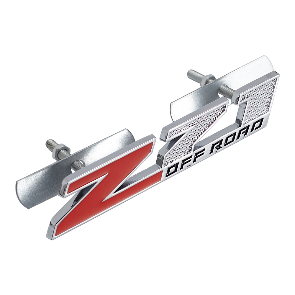 1PC Silverado Tahoe Colorado Suburban Zinc Alloy Z71 Front Grille Badge Chrome Red Bolt On Chevrolet