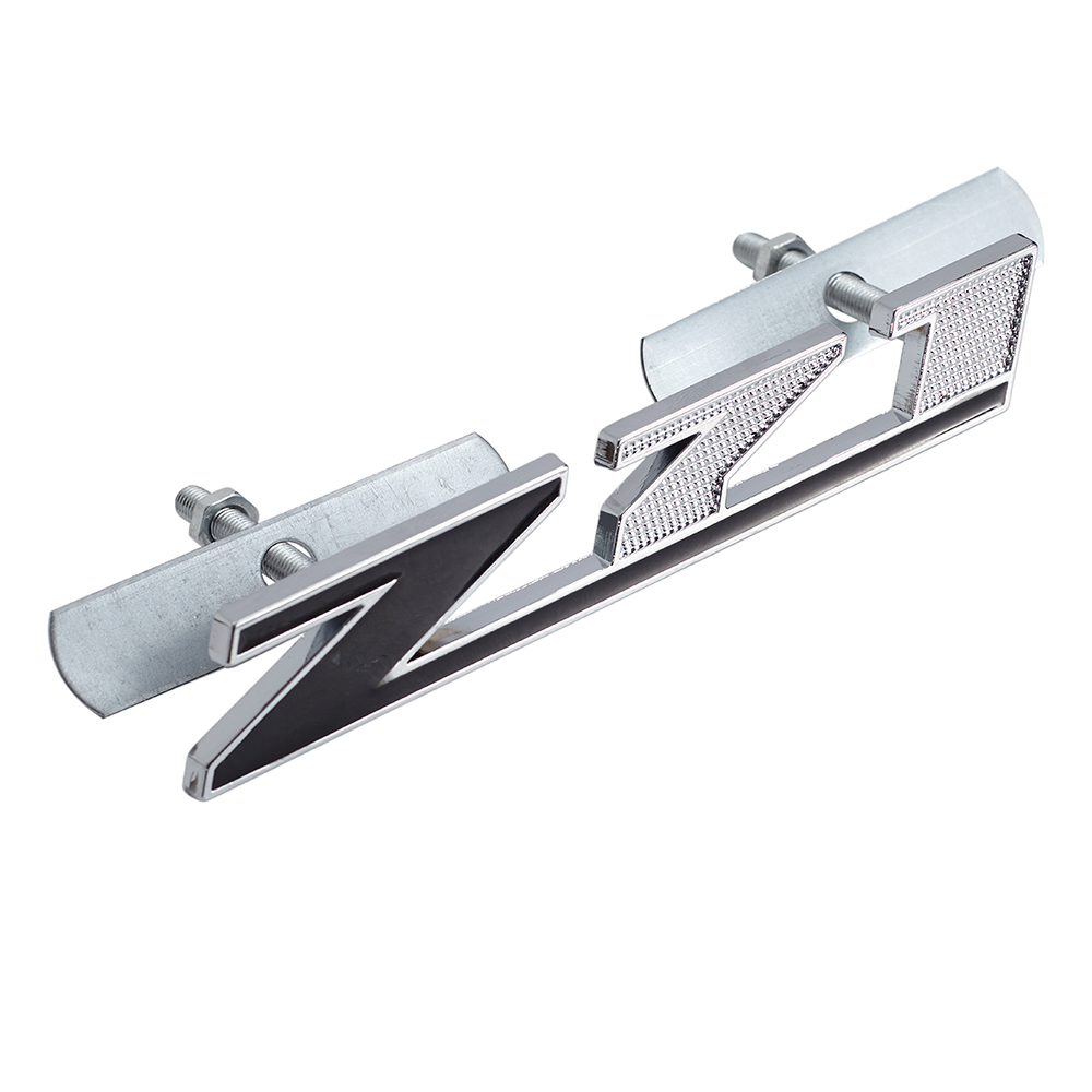 1PC Silverado Tahoe Colorado Suburban Zinc Alloy Z71 Front Grille Badge Black Chrome Bolt On Chevrolet