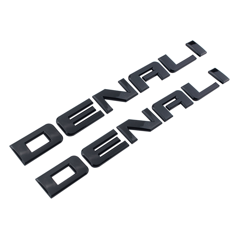 2Pcs 2017-2020 Canyon Sierra Terrain Plastic Door Tailgate Denali Letter Gloss Black GMC