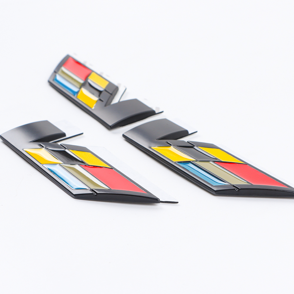 3PCS Escalade CT4 XT6 XTS Metal Alloy Rear Trunk Fender V Badge Black Cadillac
