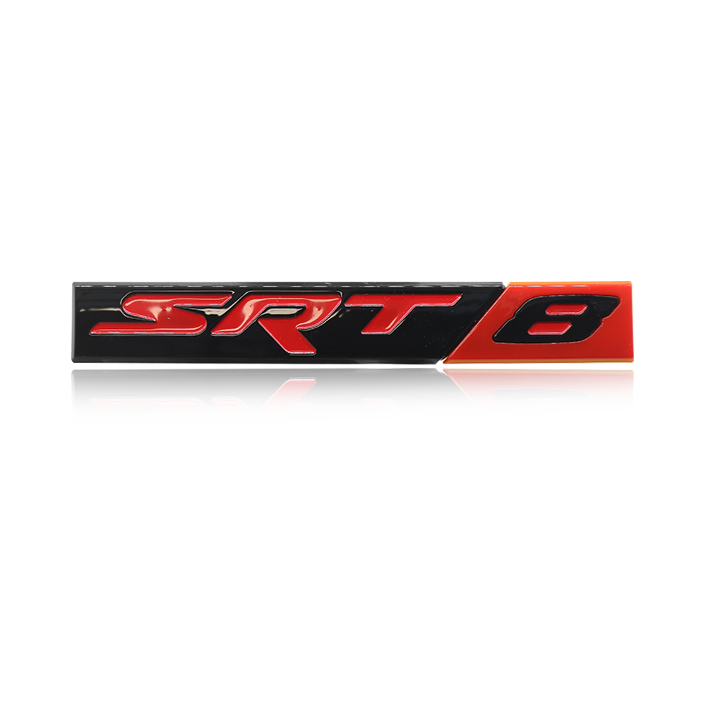 2005-2014 Charger Challenger 300 Grand Cherokee ABS SRT 8 Tailgate Badge Black Red Dodge Chrysler Jeep Rear Trunk Decal Nameplate