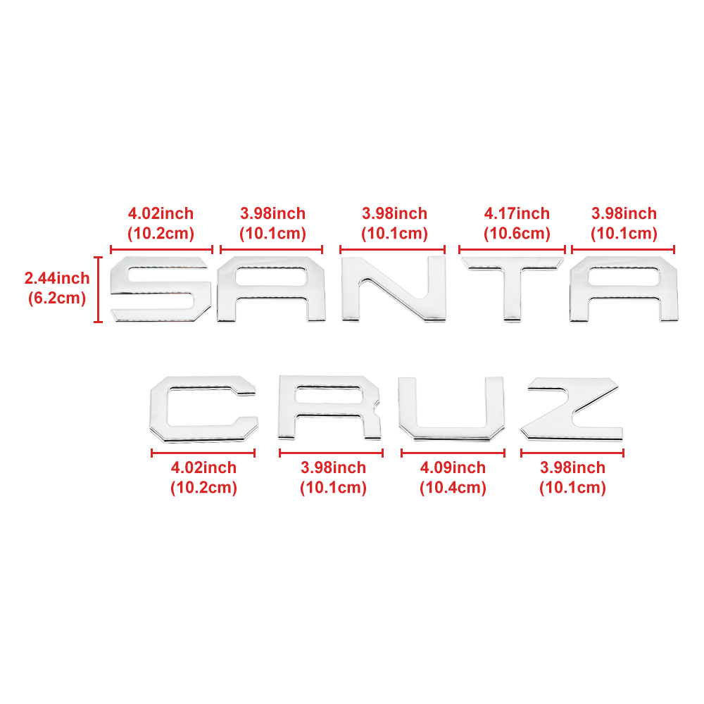 1PC 2022-2025 Santa Cruz ABS Plastic 3D Raised Rear Tailgate Trunk Letter Gloss Silver Hyundai
