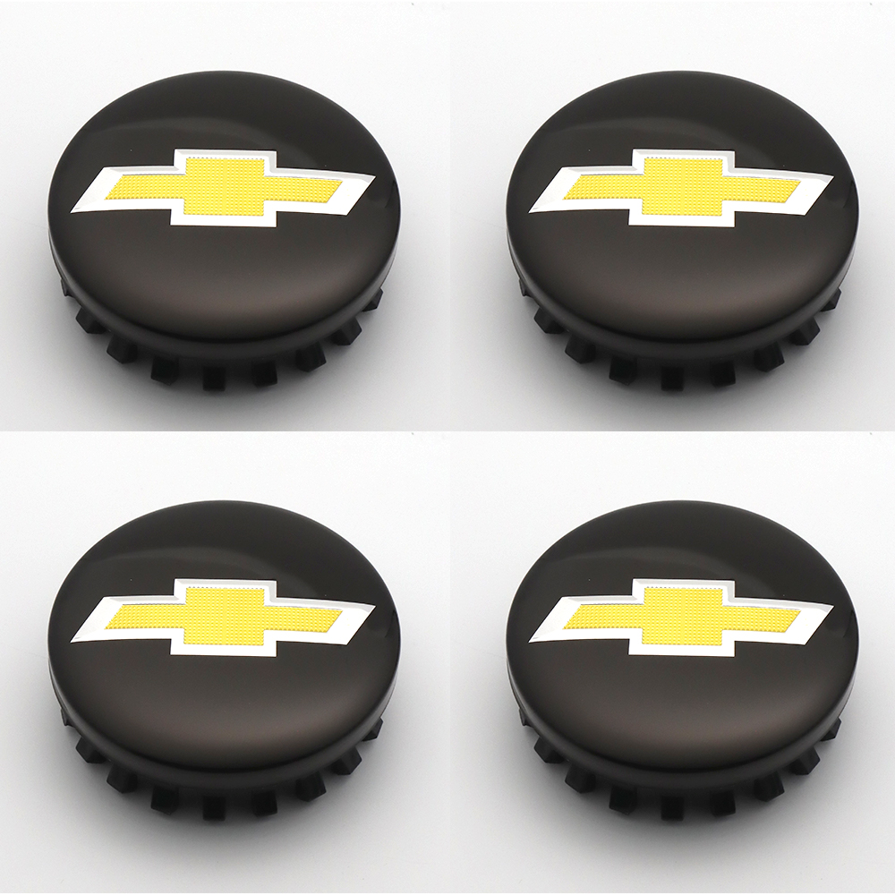 4PCS 2014-2020 Suburban Silverado Tahoe Plastic 83mm Wheel Center Hub Caps Black Yellow Chevrolet 22837060