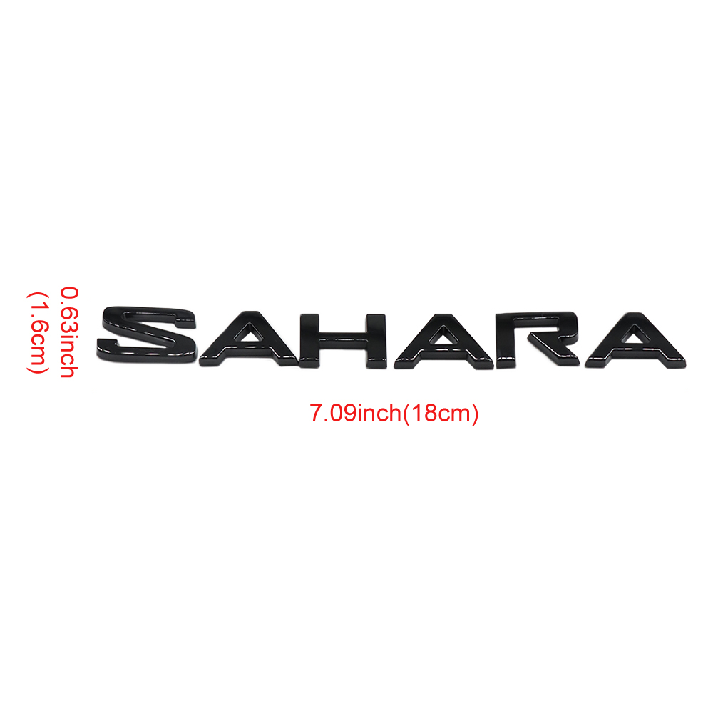 2Pcs Wrangler ABS Plastic SAHARA Side Door 3D Letter Gloss Black Jeep 68333673AA