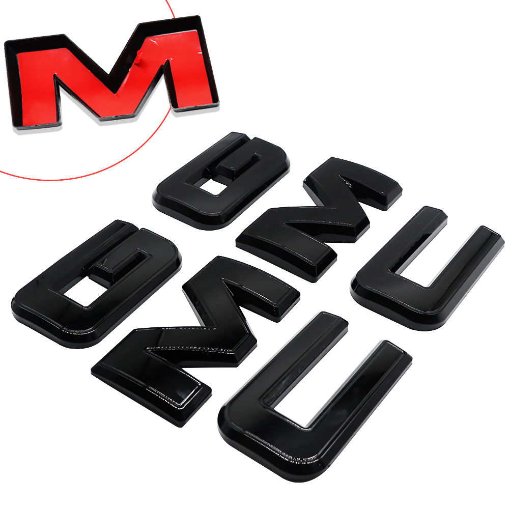 2Pcs 2019-2025 Sierra 1500 2500HD 3500HD Plastic Front Rear Overlay Emblem Gloss Black GMC