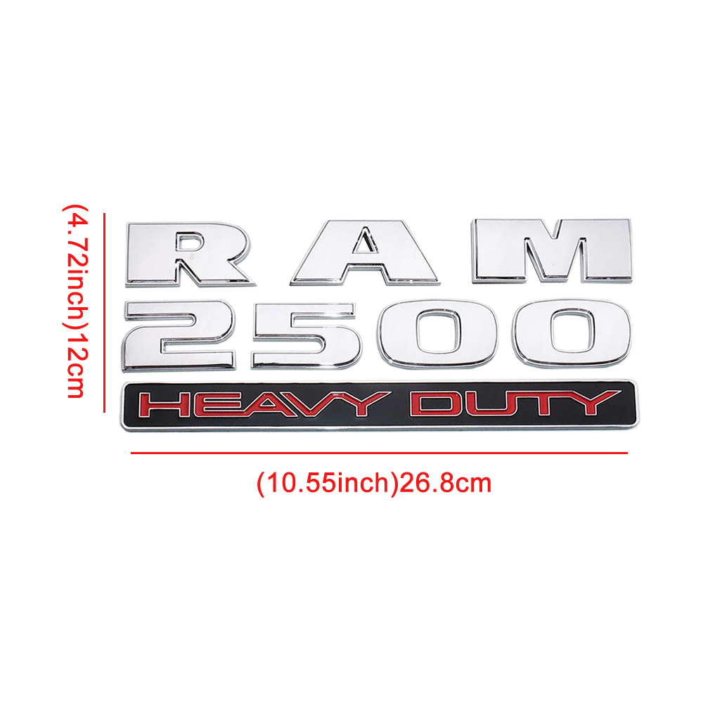 5Pcs 2013-2018 RAM 2500 Heavy Duty Cummins Turbo Diesel Letter Set ABS Chrome Silver Red Dodge