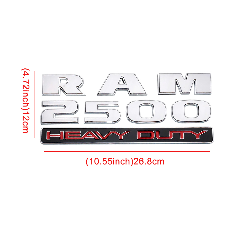 5Pcs 2013-2018 RAM 2500 Heavy Duty Cummins Turbo Diesel Letter Set ABS Chrome Silver Red Dodge