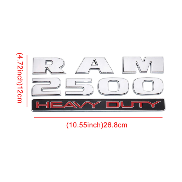 5Pcs 2013-2018 RAM 2500 Heavy Duty Cummins Turbo Diesel Letter Set ABS Chrome Silver Red Dodge