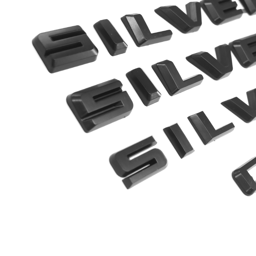 4PCS 2019-2025 Silverado Custom ABS Plastic Fender Rear Overlay Letter Matte Black Chevrolet 84300946