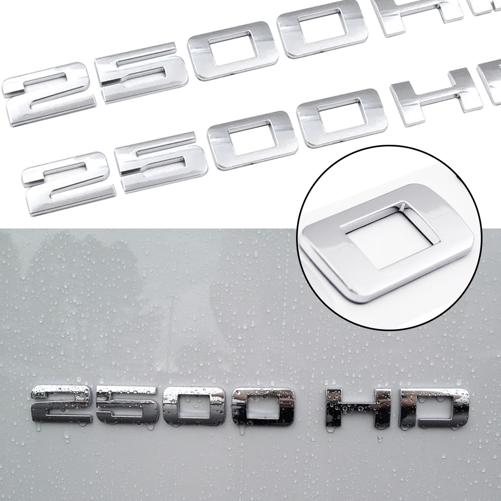 2PCS Silverado 2500HD Plastic Front Door Side Letter Gloss Chrome Chevrolet