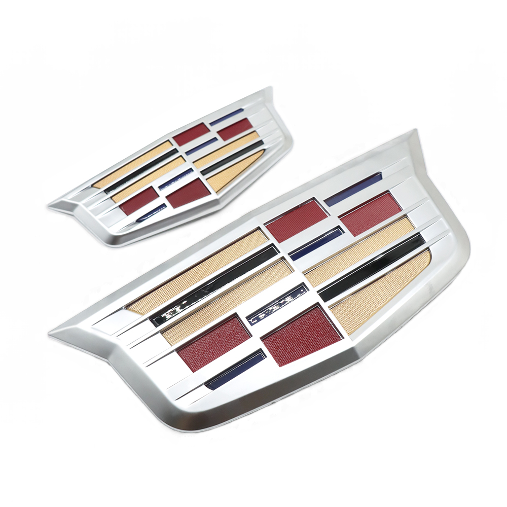 2PCS 2015-2017 XTS CT6 XT5 ATS Plastic Front Grille Rear Trunk Emblem Chrome Color Cadillac