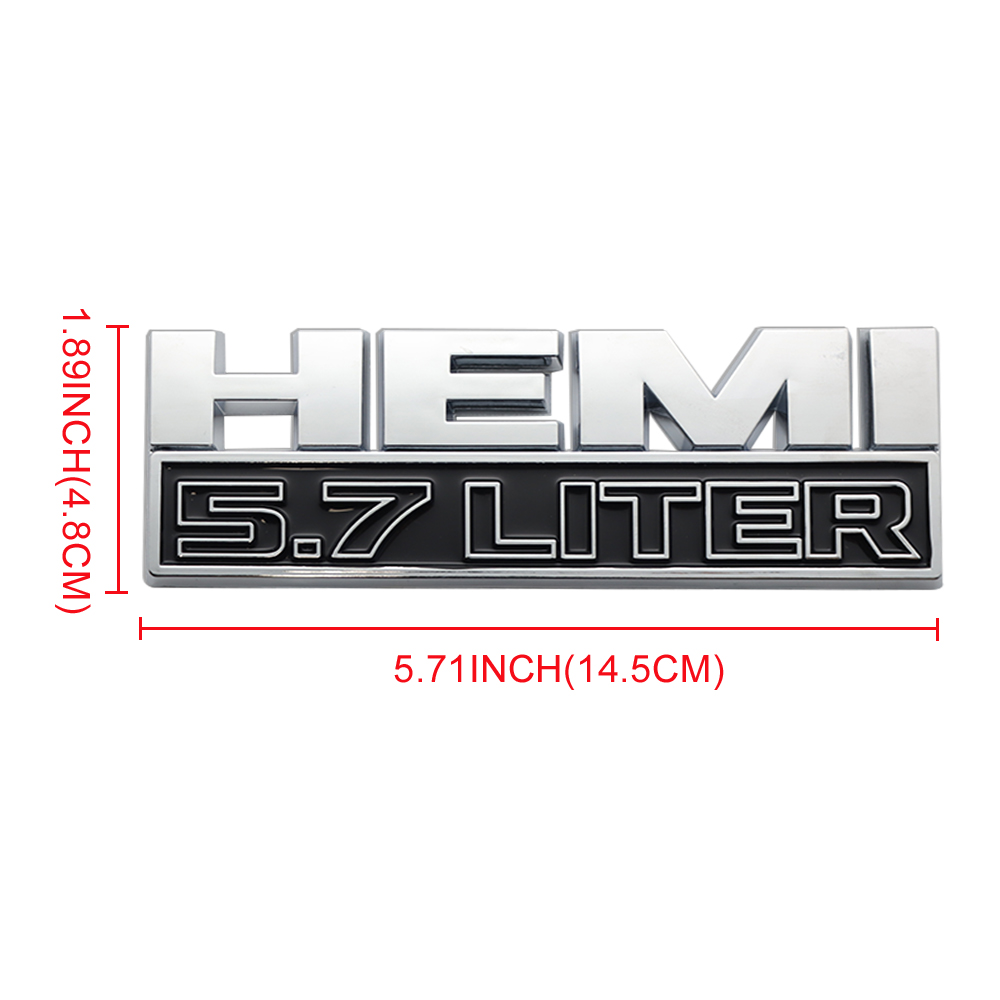 2PCS 2013-24 RAM 1500 2500 3500 4500 5500 HEMI 5.7 LITER Side Fender Badge Silver Black 3D Decal Dodge 68149700AB