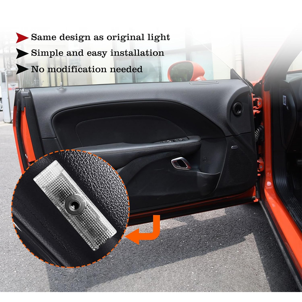 2pcs For 2008-2023 Challenger SRT HD Car LED Door Courtesy Puddle projector Light white Dodge 