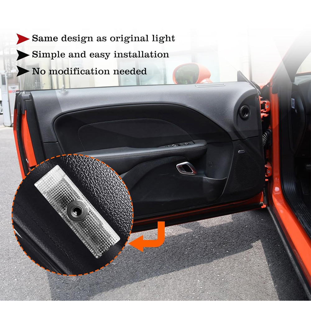 2pcs For 2008-2023 Challenger R/T HD Car LED Door Courtesy Puddle projector Light Red Dodge 