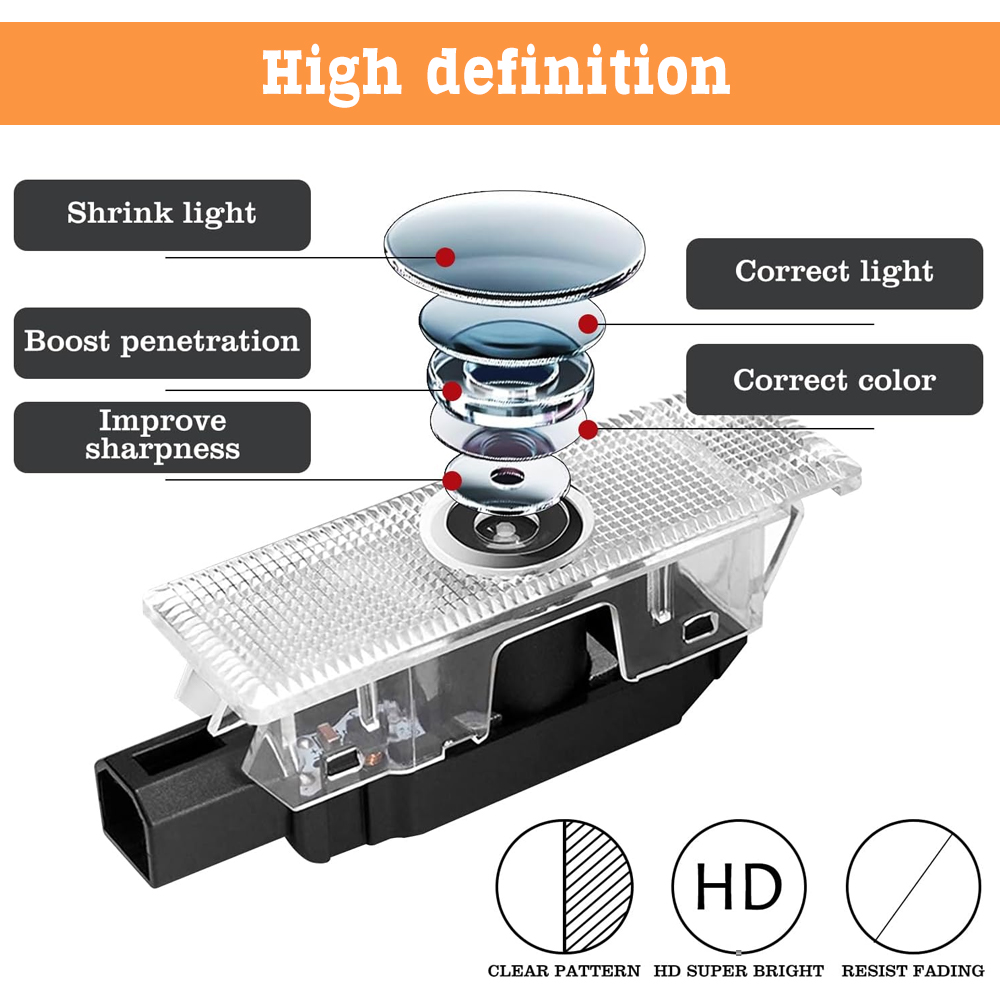 2pcs For 2008-2023 Challenger Scat Pack Bee HD Car LED Door Courtesy Puddle projector Lights Dodge 