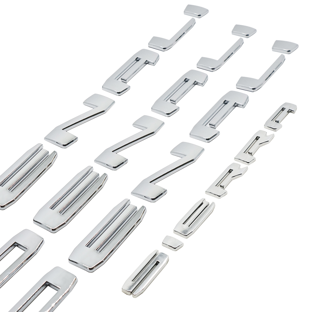 4Pcs 2019-2024 Denali Sierra 1500 2500HD 3500HD ABS Plastic Door Side Letters Gloss Silver GMC
