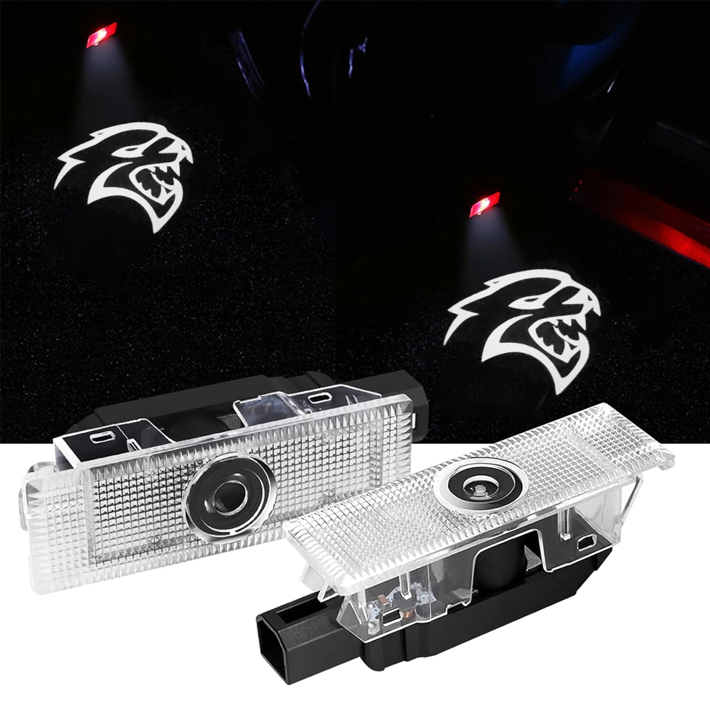2pcs For 2008-2023 Challenger Hellcat HD Car LED Door Courtesy Puddle projector Light White Dodge 