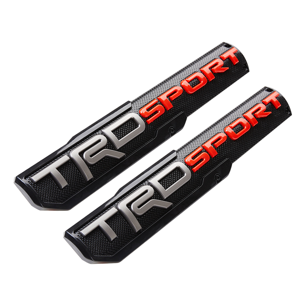 2PCS Tundra Tacoma 4Runner Plastic TRD SPORT Fender Side Emblem Sticker Black Red Toyota