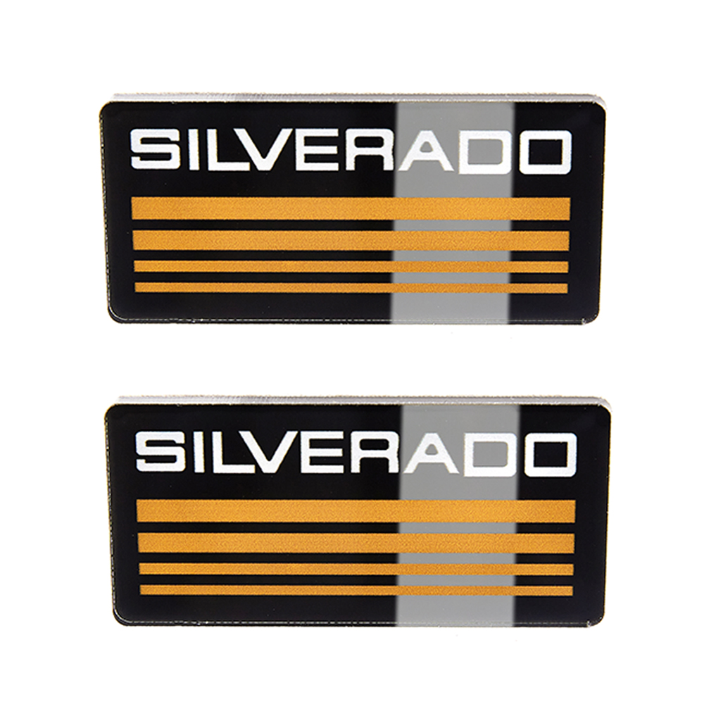 2pcs 1988-1998 Silverado Acrylic Cab Roof Side Pillar Plate Badge Yellow Chevrolet