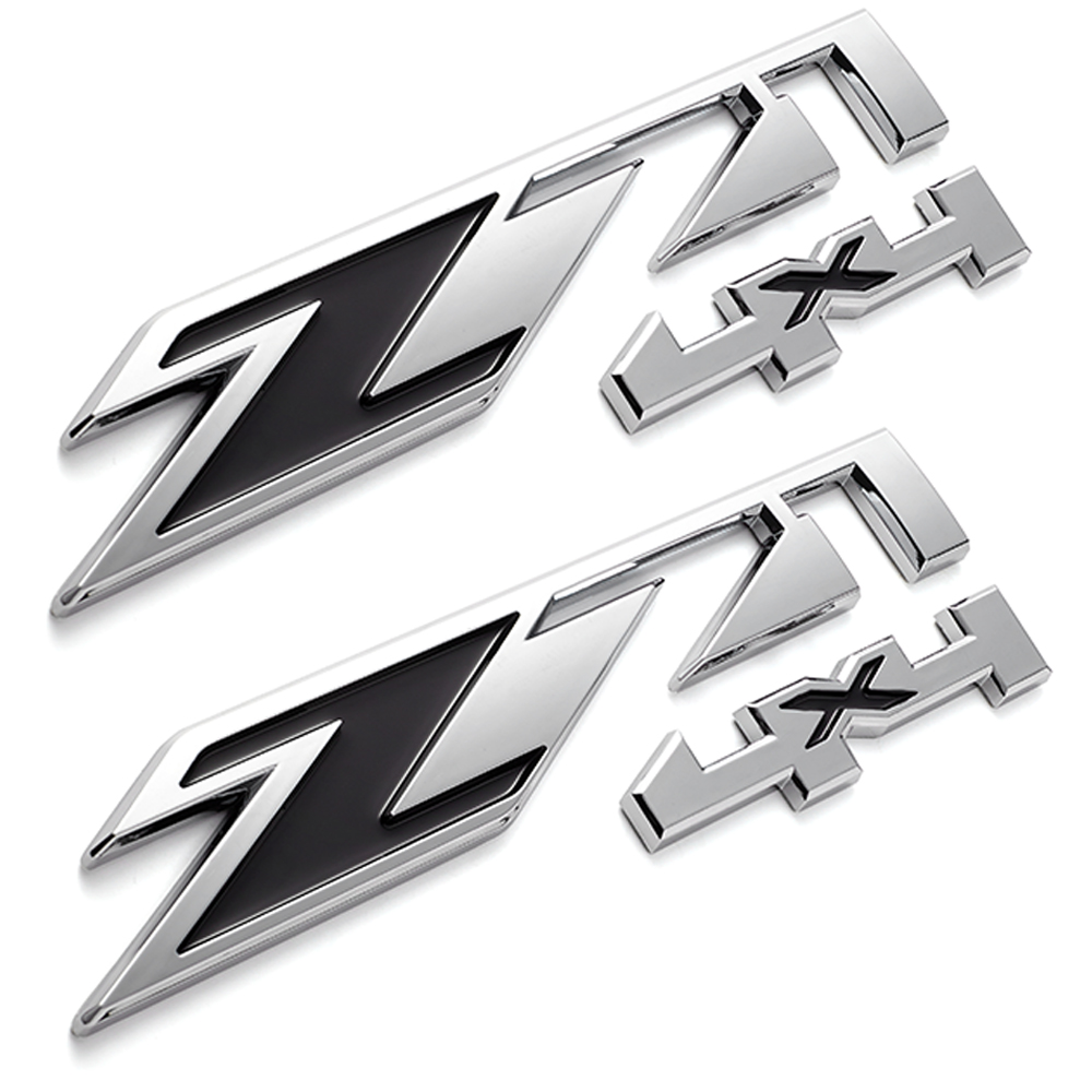2PCS Silverado Suburban Tahoe Plastic Z71 4X4 Fender Door Side Badge Chrome Blackk Chevrolet