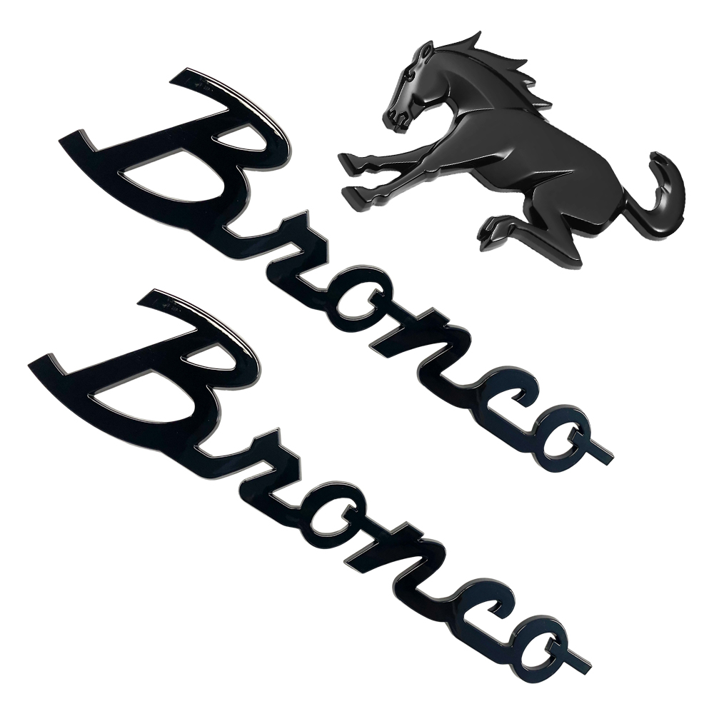 3Pcs For 2021-2026 Bronco Left Right Tailgate Emblem Kit Badge Gloss Black Set Ford M-1447-BRMB