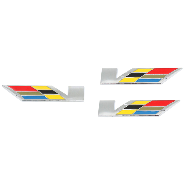 3PCS Escalade CT4 XT6 XTS Metal Alloy Rear Trunk Fender V Badge Chrome Cadillac