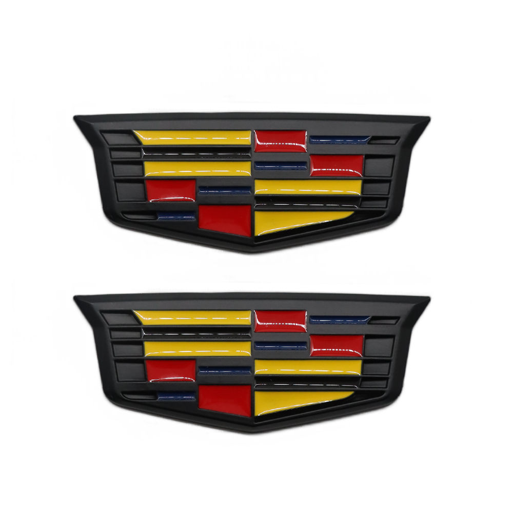 2PCS Escalade CTS STS DTS SRX XTS Metal Fender Marker Door Emblem Black Color Cadillac 84552887