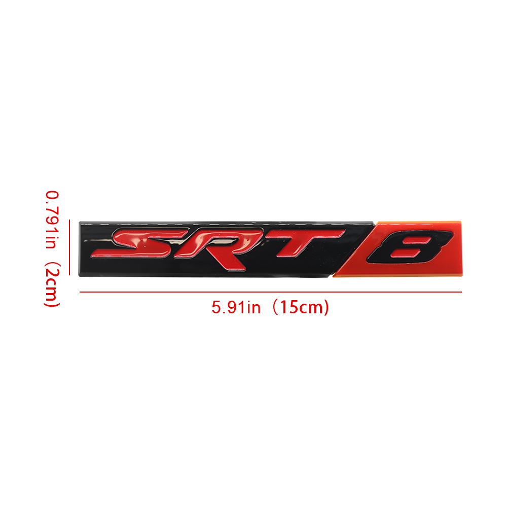 2005-2014 Charger Challenger 300 Grand Cherokee ABS SRT 8 Tailgate Badge Black Red Dodge Chrysler Jeep Rear Trunk Decal Nameplate