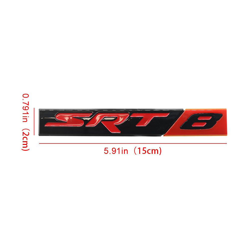 2005-2014 Charger Challenger 300 Grand Cherokee ABS SRT 8 Tailgate Badge Black Red Dodge Chrysler Jeep Rear Trunk Decal Nameplate