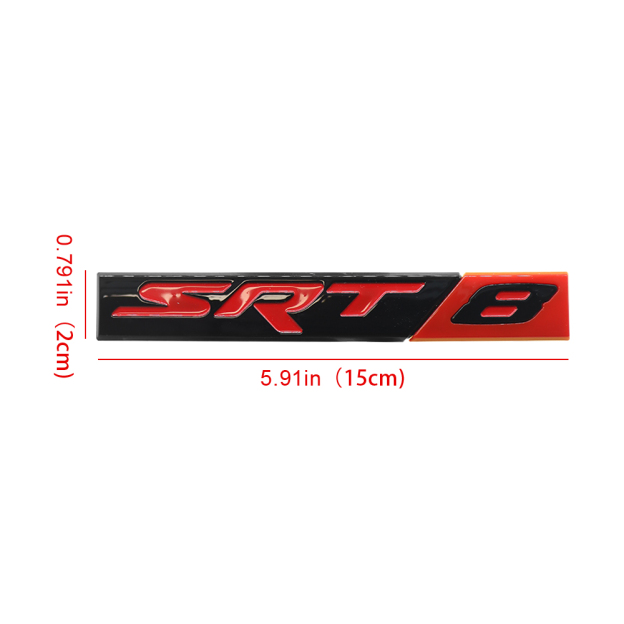 2005-2014 Charger Challenger 300 Grand Cherokee ABS SRT 8 Tailgate Badge Black Red Dodge Chrysler Jeep Rear Trunk Decal Nameplate