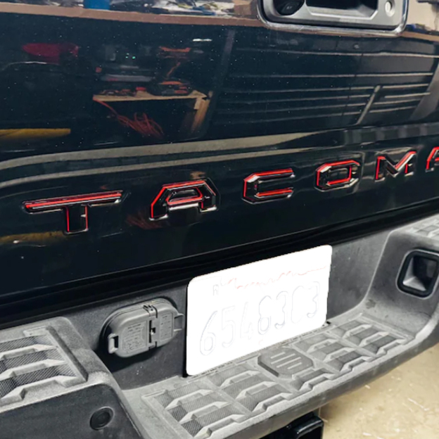 2024 2025 2026 Tacoma Abs Plastic Tailgate Letters Blackout Red Toyota 