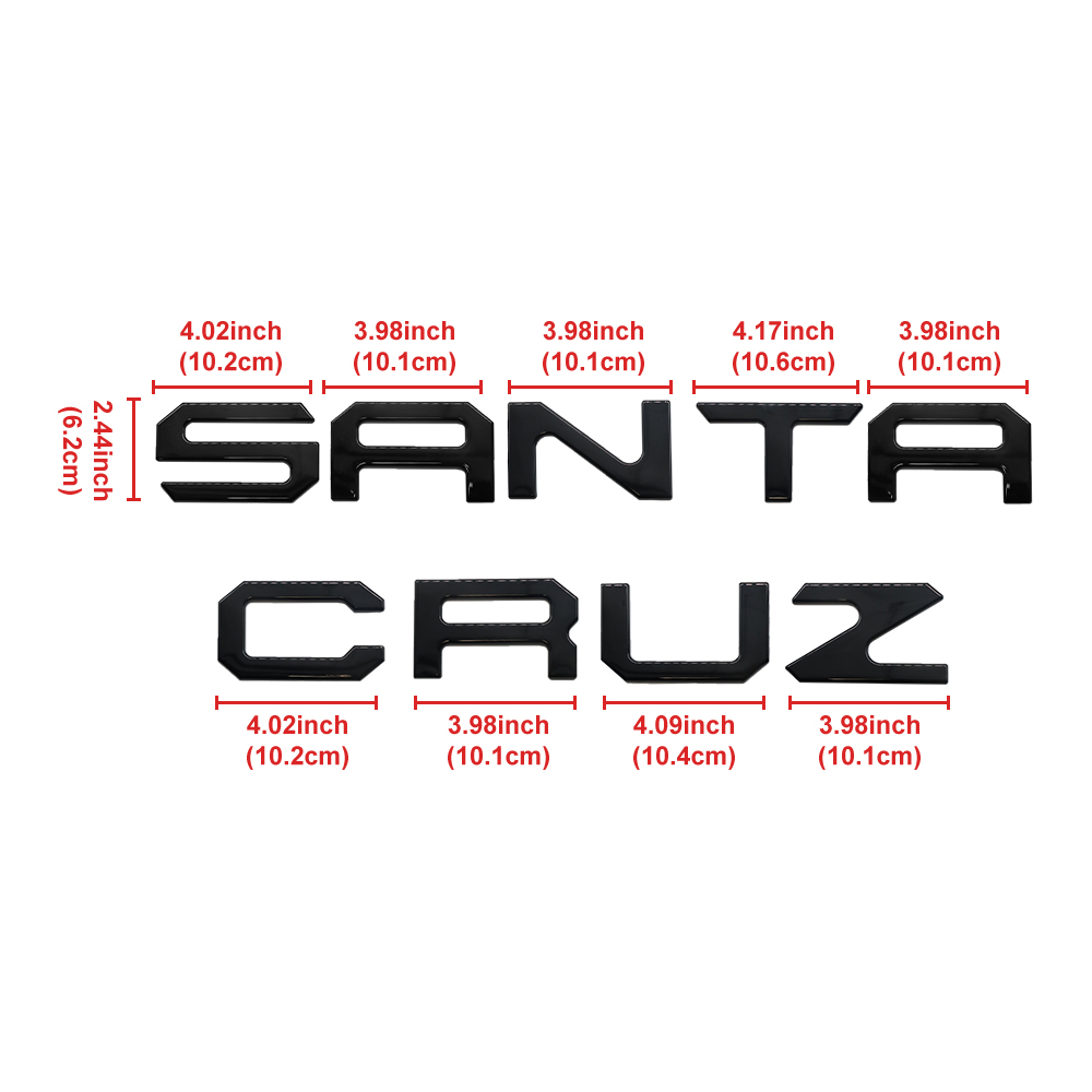 1PC 2022-2025 Santa Cruz ABS Plastic 3D Raised Rear Tailgate Trunk Letter Gloss Black Hyundai