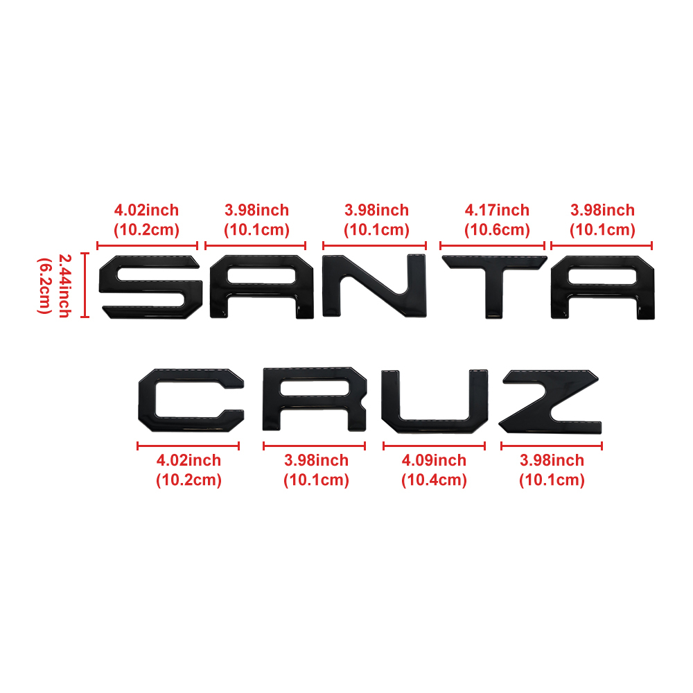 1PC 2022-2025 Santa Cruz ABS Plastic 3D Raised Rear Tailgate Trunk Letter Gloss Black Hyundai