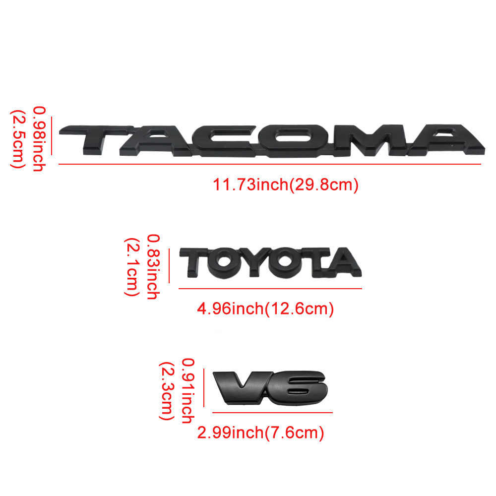 5PCS 2005-2015 Tacoma V6 Emblem Matte Black Toyota