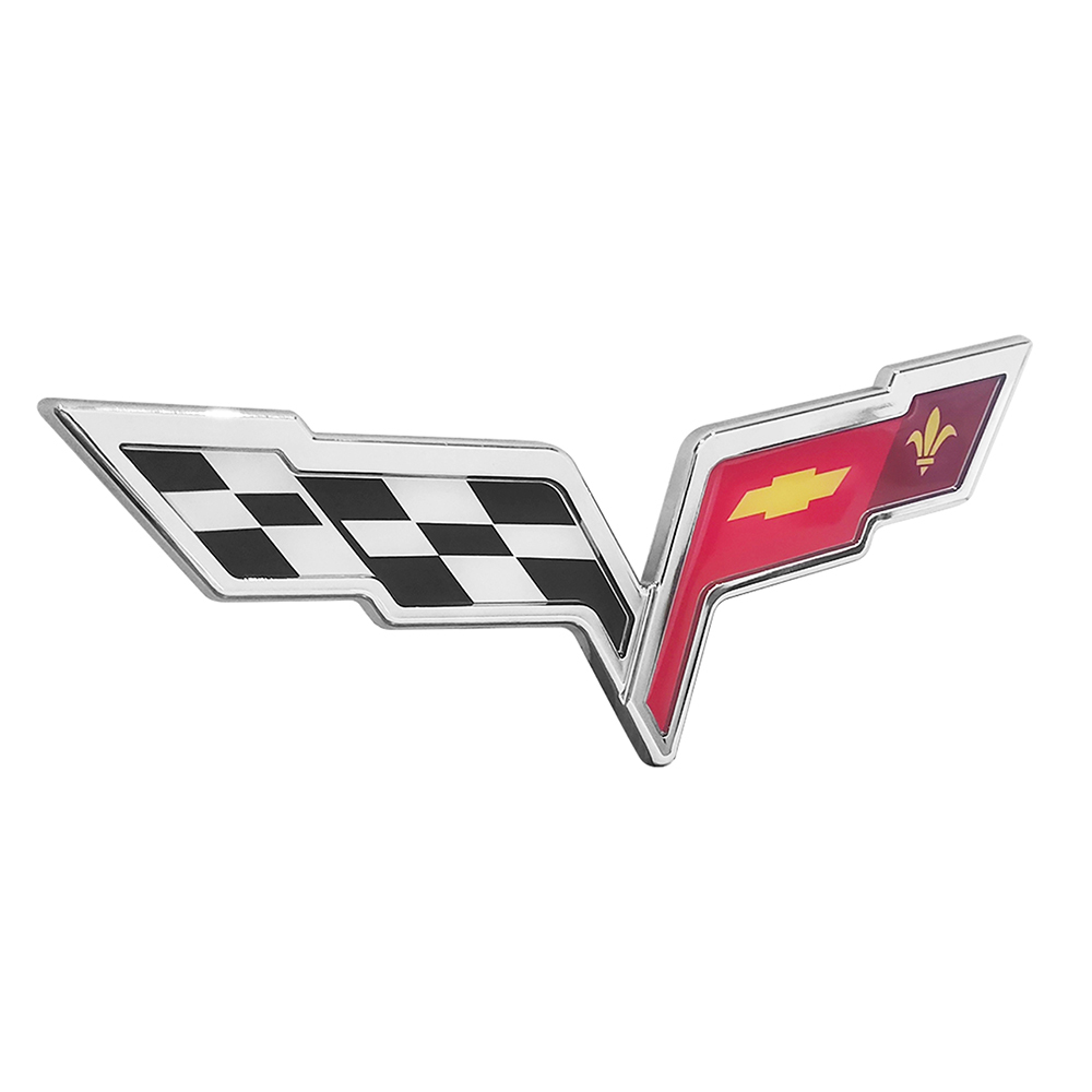 1pcs 2005-2013 C6 Corvette Plastic Front Hood Rear Crossed Flags Badge Chrome Sport Chevrolet 22901567 22901568