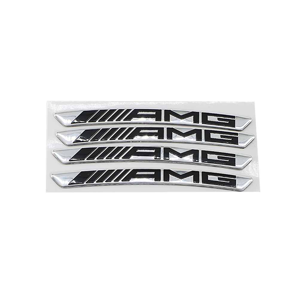 4PCS Fo AMG Sport Aluminum Wheels Rim Sticker Badge Decorate Decal Silver Black Mercedes-Benz