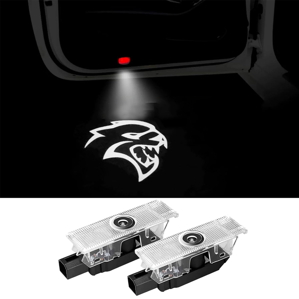 2pcs For 2008-2023 Challenger Hellcat HD Car LED Door Courtesy Puddle projector Light White Dodge 
