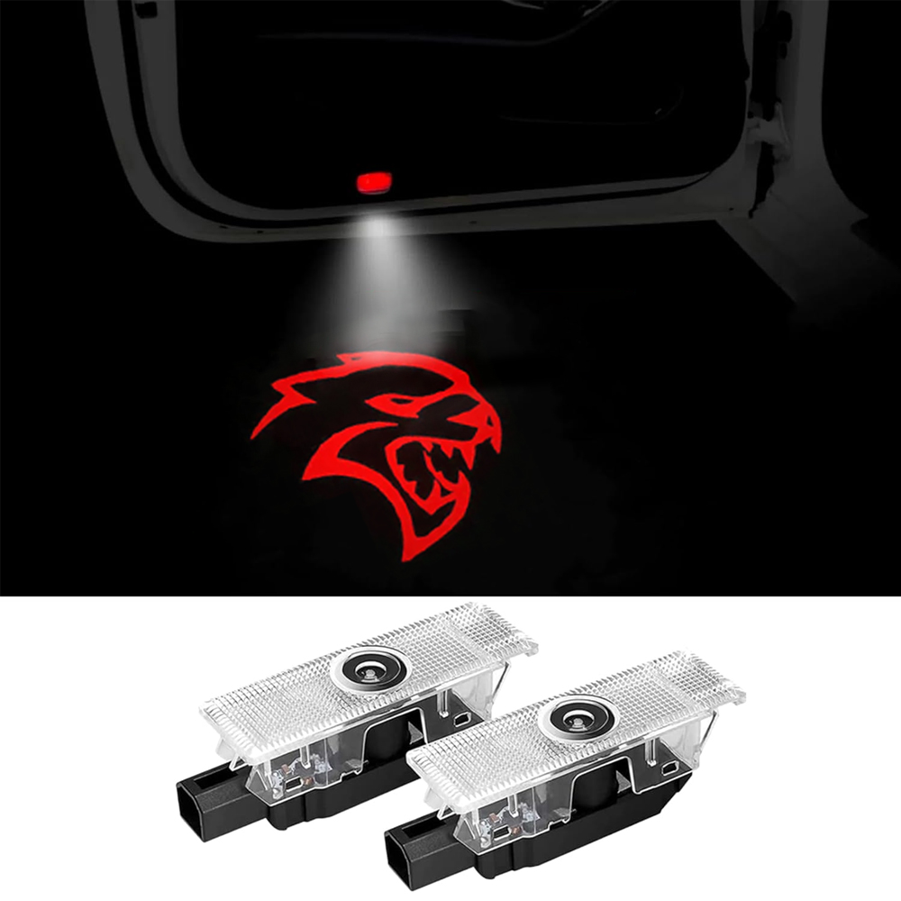 2pcs For 2008-2023 Challenger Hellcat HD Car LED Door Courtesy Puddle projector Light Red Dodge 